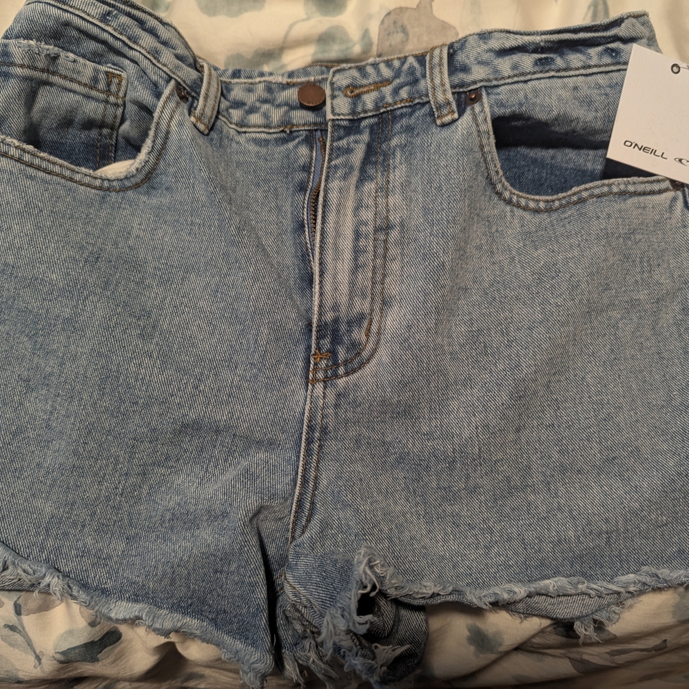 O'Neill Sky Blue Frayed Denim Shorts